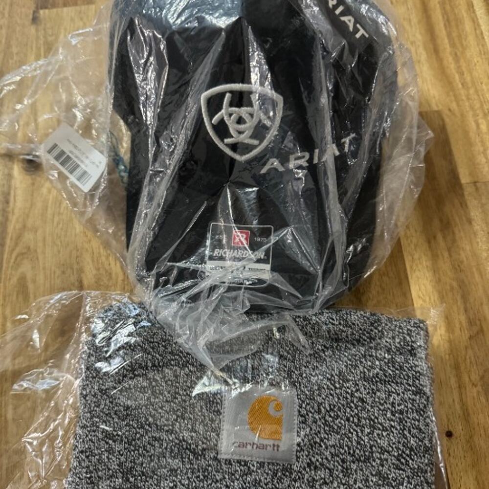 NWT Ariat Shield Richardson 112 Snapback Cap AND Carhartt Beanie - Bundle